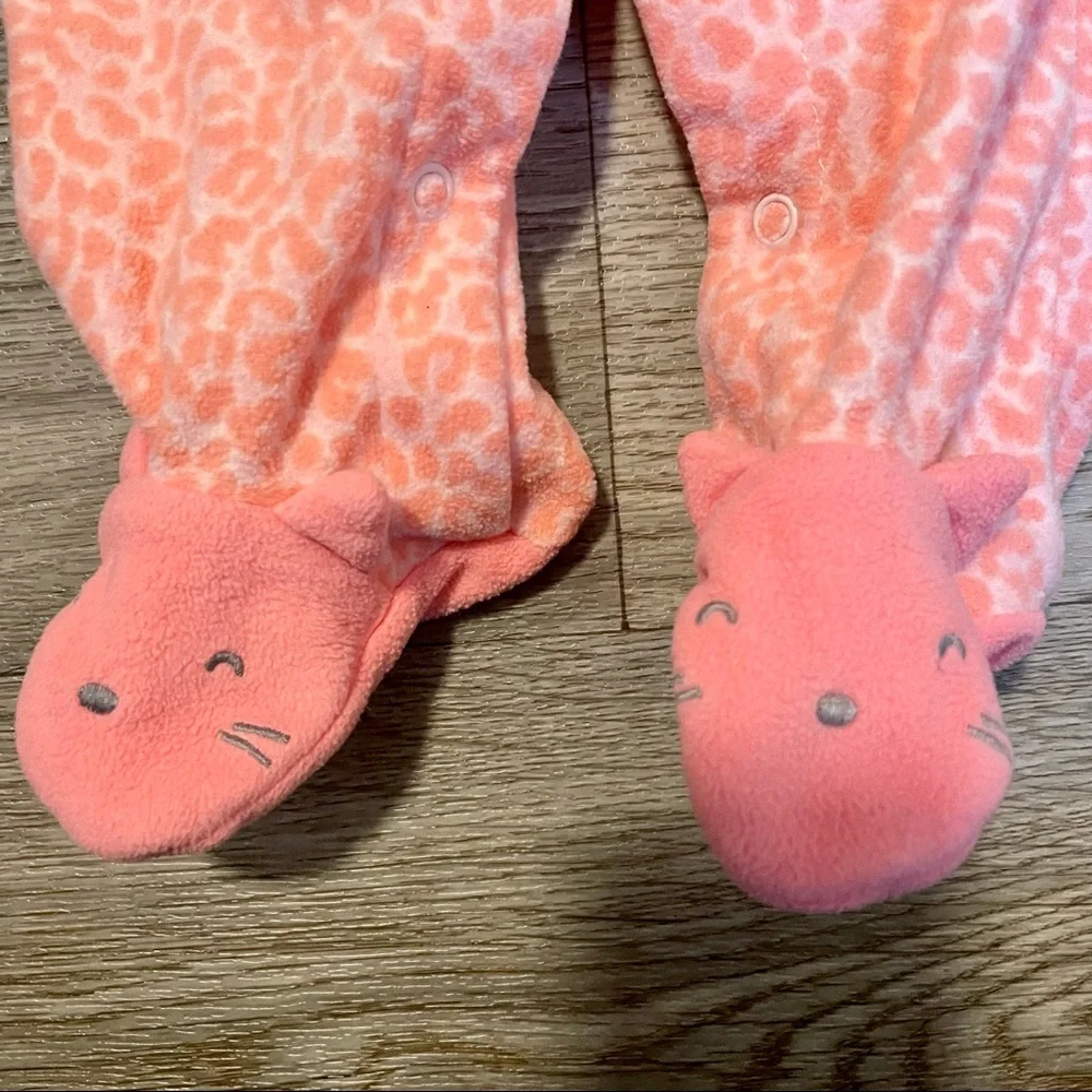 Carter’s Animal Print Fleece Footie Onesie Girls 3mo